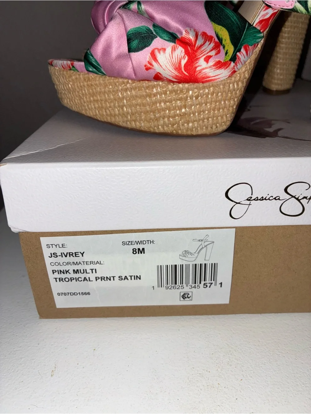 Jessica Simpson Pink Floral Woven Platform Sandals